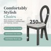 Modern Dining Table Set for 6,Solid Rubber Dining Table,Upholstered Chairs with Teardrop-Shaped Back for Living Room Dining Room - 4 of 4