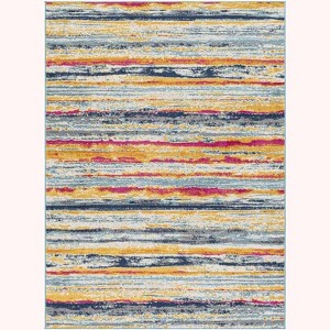 Livabliss Floransa 5'3"x7'1" Rectangle Woven Indoor Area Rugs Cream: Stain-Resistant Polypropylene, Plaid Pattern - 1 of 4