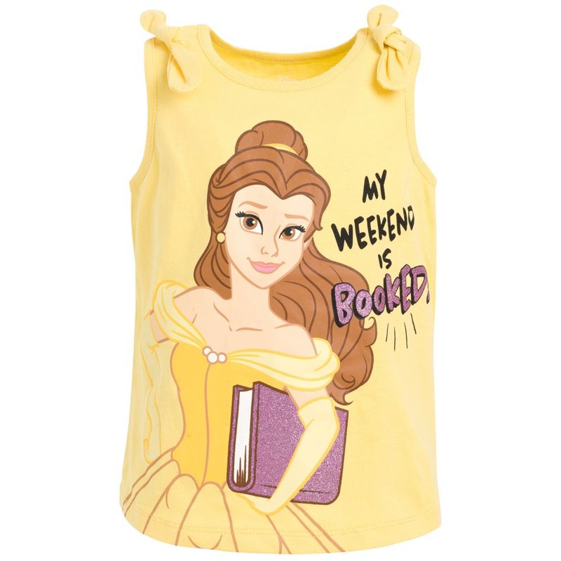 Disney Princess Cinderella Belle Moana Girls 3 Pack Tank Top Shirts Toddler to Big Kid, 4 of 9