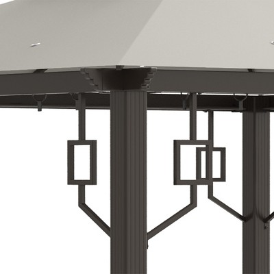 Cream White 10' x 10' Aluminum Frame Patio Gazebo with Netting and Curtains