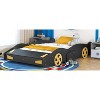 Gulches Black+Yellow Full Size Race Car-Shaped Platform Bed with Wheels and Storage - 4 of 4