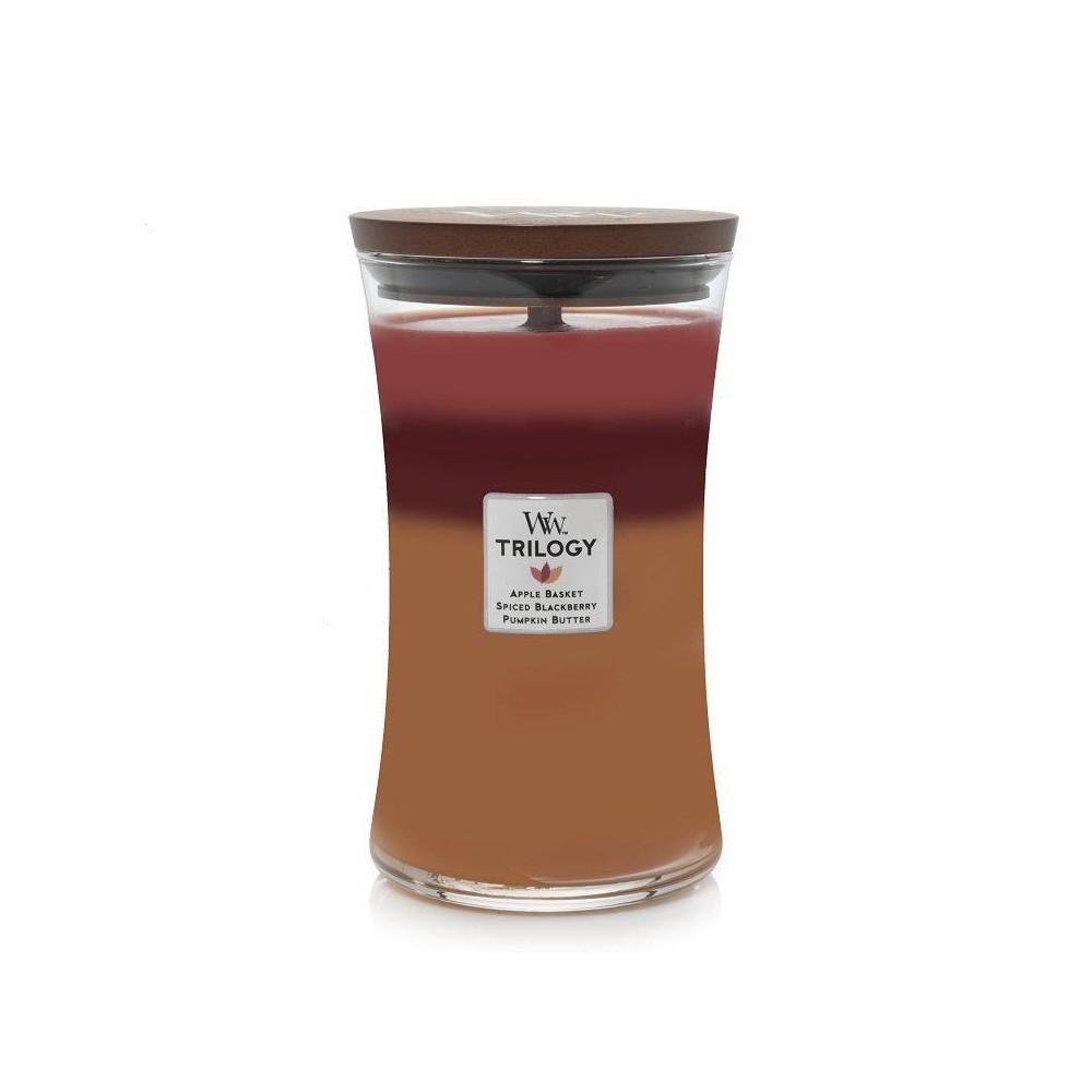 Photos - Other interior and decor WoodWick Autumn Harvest Trilogy Large Jar Candle Pink/Red/Orange 21.5oz 