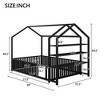 Twin/Full Size Metal House Bed Platform Bed with Fence and Detachable Storage Shelves, Black-ModernLuxe - 4 of 4