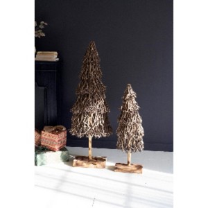 Kalalou Natural Paulownia Wood Christmas Trees, Set of 2 – Farmhouse Tabletop Holiday Accent - 1 of 3