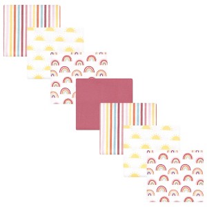 Hudson Baby Girls Cotton Flannel Receiving Blankets Bundle, Sunshine And Rainbows, One Size - 1 of 4