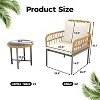 3-Piece All-Weather Wicker Rattan Bistro Patio Furniture Set with Glass Table and Thick Cushions, For Balcony, Garden, Backyard, and Poolside, Beige - 2 of 4