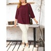 Agnes Orinda Women's Plus Size Chiffon Tie Round Neck  3/4 Sleeve Elegant Work Blouses - 3 of 4
