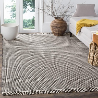 Coastal Charm Ivory & Black Cotton 6' x 9' Flat-Weave Rug