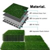 NAYSAYE Interlocking Artificial Grass Tiles 12" x 12" Set 54 PCS Fake Turf Carpet for Patio Balcony Deck and Backyard Decor, Green - 4 of 4