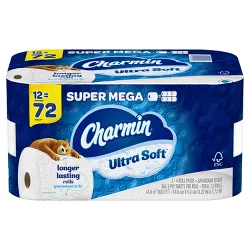Charmin Ultra Soft Toilet Paper - 12 Super Mega Rolls