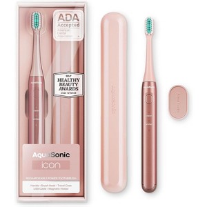 Aquasonic Icon ADA-Accepted Rechargeable Toothbrush | Magnetic Holder & Slim Travel Case | 2 Brushing Modes & Smart Timers | Modern & Convenient - 1 of 4