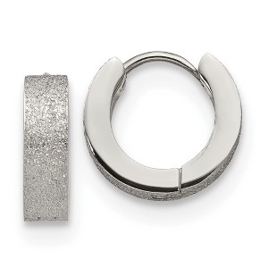Chisel Stainless Steel Polished and Sandblasted 4mm Hinged Hoop Earrings - 1 of 4