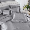 Satin Comforter Set with Sheet Set – Like Bed in a Bag, Ruffle Pinch Pleat Bedding, Soft Luxury Silky Quilt Set with Cushion Cover - 4 of 4