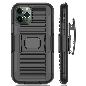 Nakedcellphone Combo for iPhone 11 Pro - Ring Grip/Stand Case and Belt Clip Holster - Black - 1 of 4