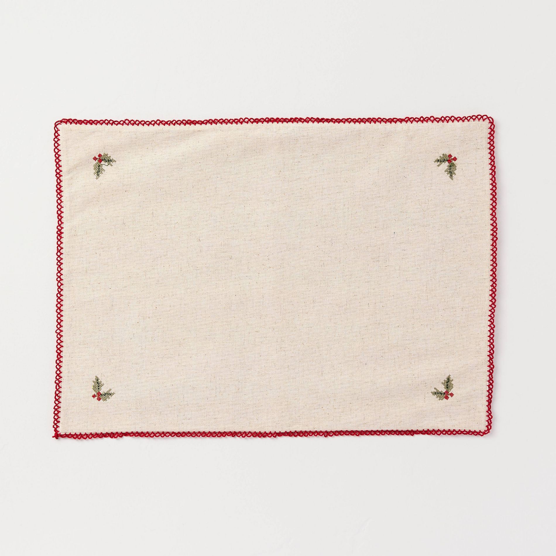 Cross Stitch Reversible Placemat Red/Sour Cream - Hearth & Hand™ with Magnolia