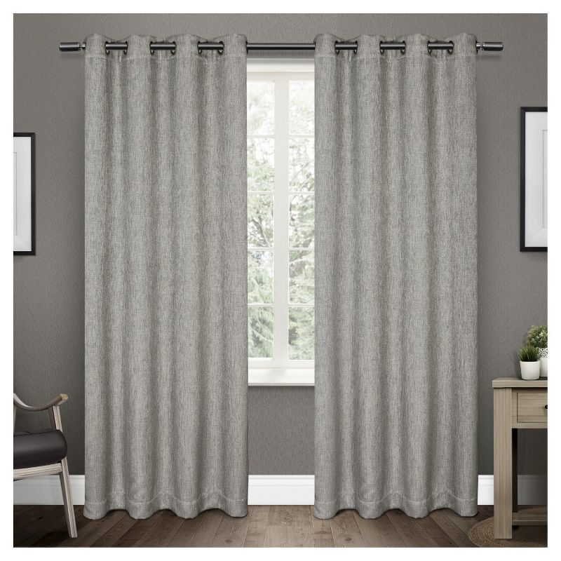 Vesta Heavy Textured Linen Woven Room Darkening Grommet Top Window Curtain Panel Pair Exclusive Home, 1 of 9