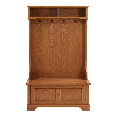Campbell Oak Hall Tree with Spacious Storage Bench and Double Hooks