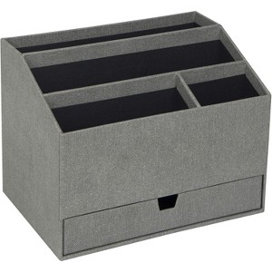 Bigso Greta Desktop Organizer - Durable Office Desk Organizer for Office Supplies and Accessories with 4 Compartments and Drawer - Grey - 1 of 4