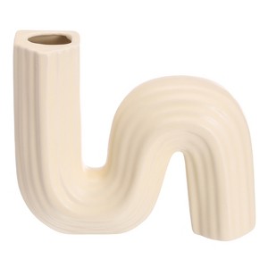 Unique Bargains Ceramics Minimalist Modern Decorative S-Shape Vase Beige - 1 of 4