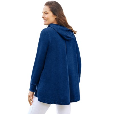Woman Within Plus Size Pleat-Back Swing Hoodie Sweatshirt