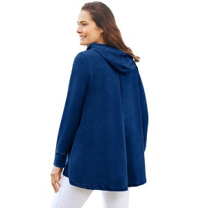 Woman Within Plus Size Pleat-Back Swing Hoodie Sweatshirt - 1 of 4