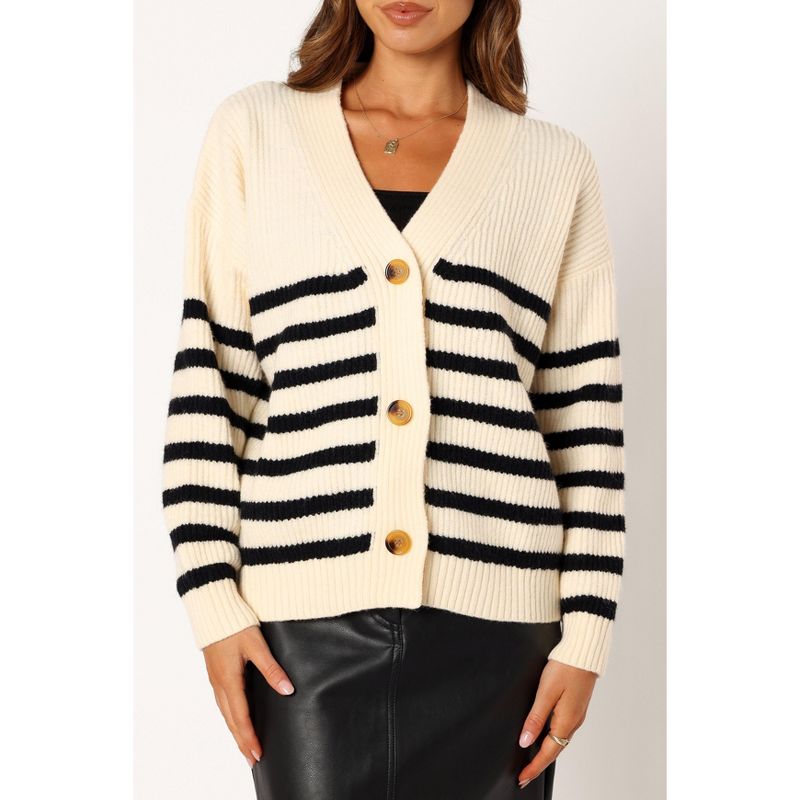 Petal and Pup Womens Sapphire Striped Button Front Cardigan, 1 of 7