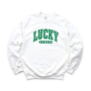 Simply Sage Market Women's Graphic Sweatshirt Lucky Vibes Distressed - 1 of 3