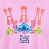Girls' Juniors Lilo & Stitch Ohana Fleece Crewneck - Pink - 3 of 3