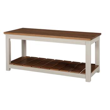 Savannah Bench Ivory with Natural Wood Top - Bolton Furniture