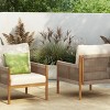 1pc Outdoor Lounge Chair with Solid Wood Frame and Weather Resistant Cushions No Table Included for Patio or Garden - Coolbibila - 2 of 4