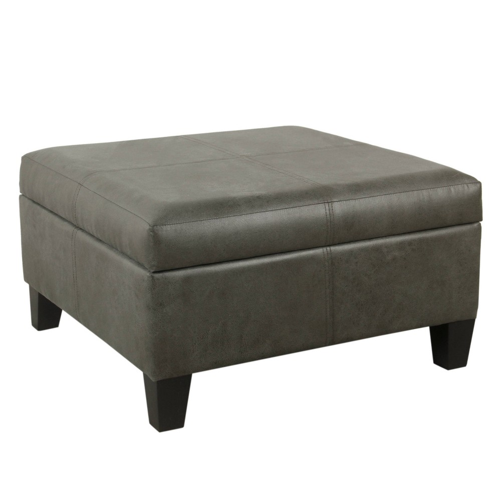 Luxury Large Storage Faux Leather Ottoman Gray - Homepop was $159.99 now $119.99 (25.0% off)
