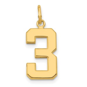 Black Bow Jewelry 14k Yellow Gold, Athletic Collection Medium Polished Number 3 Pendant - 1 of 4