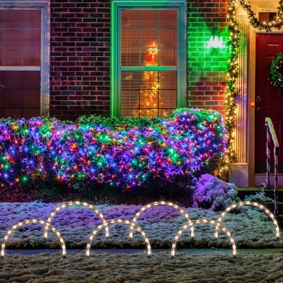 Set of Three White LED Christmas Arch Pathway Markers