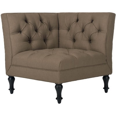 Olive Tufted Linen Polyester Accent Chair with Spindle Legs