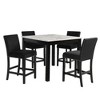 5-Piece Counter Height Dining Set with Faux Marble Table and 4 Upholstered Chairs - 2 of 4