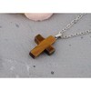 Natural Stone Cross Necklace Charm Cross Birthstone Pendant Quartz Healing Crystal Jewelry - 3 of 4