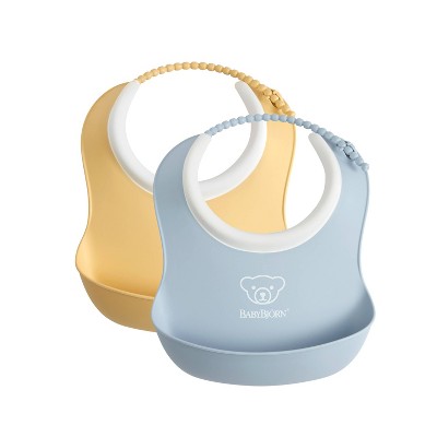 BabyBjorn 2pk Baby Bib Set - Powder Yellow/Blue S