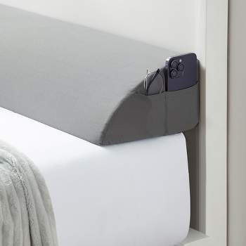 Nestl Bed Wedge Pillow for Headboard, Bed Gap Filler Cal King Size with Side Pockets