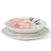 Gibson Peony 12 Piece Round Fine Ceramic Dinnerware Set in White and Pink - 3 of 4