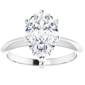 Pompeii3 3Ct Pear Moissanite Solitaire Engagement Ring 14k White Yellow or Rose Gold - 1 of 4