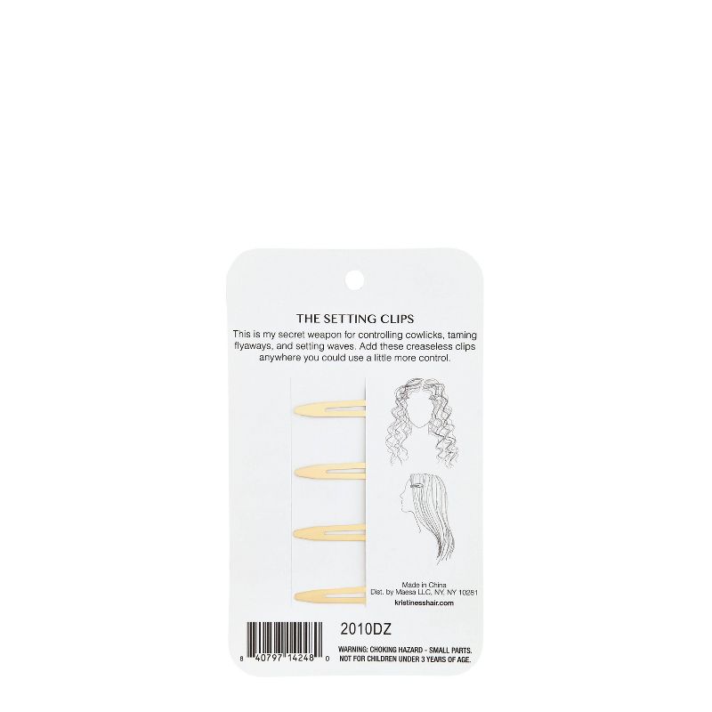 Kristin Ess Setting Clips for Hair Styling + Curl Setting - Non Slip, No Crease - Tortoise - 4ct, 3 of 11