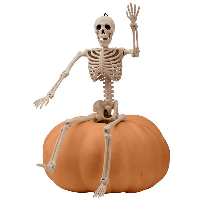 Joyfy 16” Halloween Full Body Poseable Skeleton, Human Plastic Bone with Movable Joints for Haunted House Graveyard Prop Party Decor (1pcs, Original)