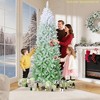 Home 7.5ft Snow Flocked Pencil Christmas Tree w/Black Gradient, Slim Artificial Xmas Tree on Sturdy Metal Stand, Skinny Holiday Decor - 2 of 4