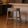 HomeRoots 31" Gray and Cool Gray Faux Leather and Solid Wood Backless Bar Height Bar Chair - 2 of 4