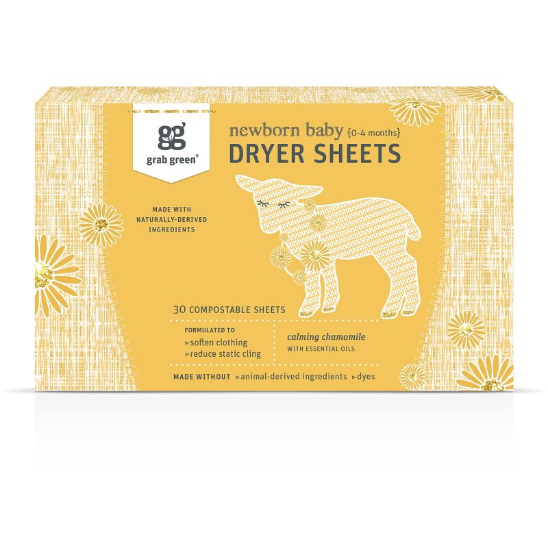 Grab Green Newborn Baby Dryer Sheets, Calming Chamomile Scent, 1 of 4