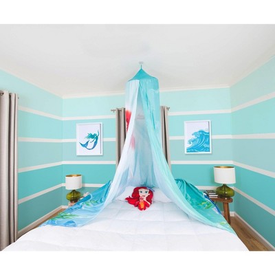 Disney Princess Ariel Blue Polyester Bed Canopy for Kids