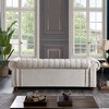 88.5" Linen Fabric Round Arm Chesterfield Sofa with Bronze Nailhead Trim - 4 of 4