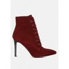 SULFUR Burgundy Suede Leather Stiletto Ankle Boot - 2 of 4