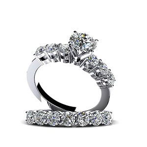 Carla Wedding Ring Set for Women Sterling Silver CZ Engagement Ring Band Ginger Lyne Collection (9) - 1 of 4