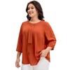 Women's Plus Size Tie Crew Neck 3/4 Ruffle Sleeves Work Office Chiffon Blouses - Agnes Orinda - 2 of 4